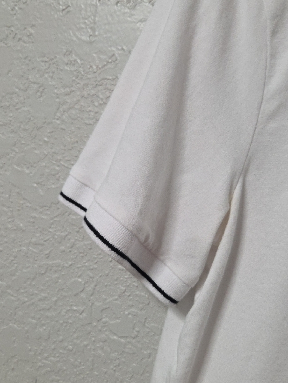 Armani Exchange White Polo with Black Trim Accents Small Sz - Picture 3 of 4